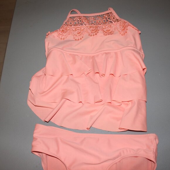 2 Pcs Justice Tankini Swimsuit Size 14 - Picture 2 of 10